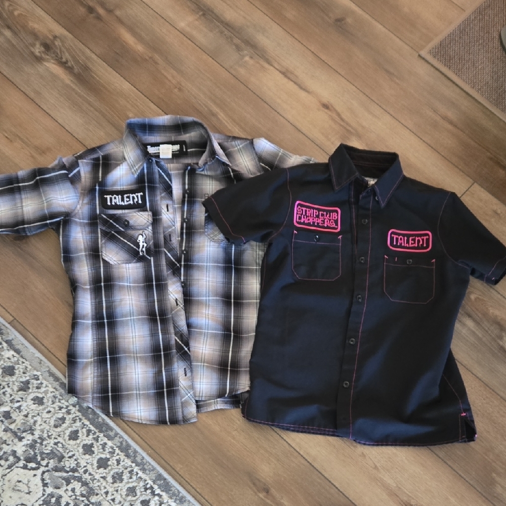 Womens Plaid and Black Shirt Set